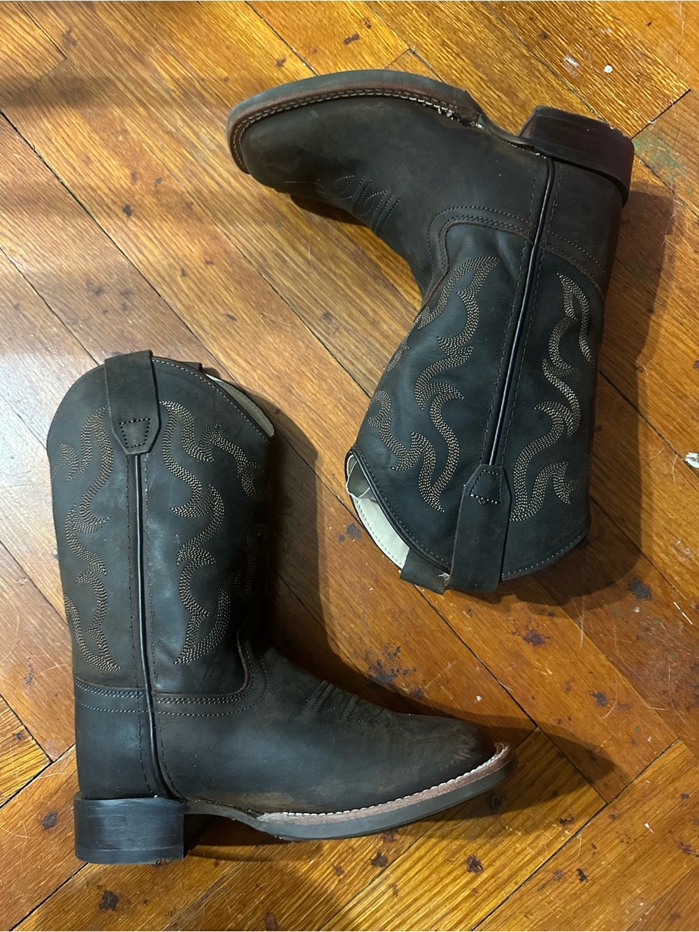 Cody James Boy’s Brown Leather Cowboy Boots Size 1D